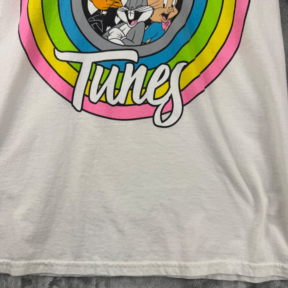Looney Tunes Long Sleeve Graphic T-Shirt White Rainbow Characters Mens Small S - Picture 11 of 14